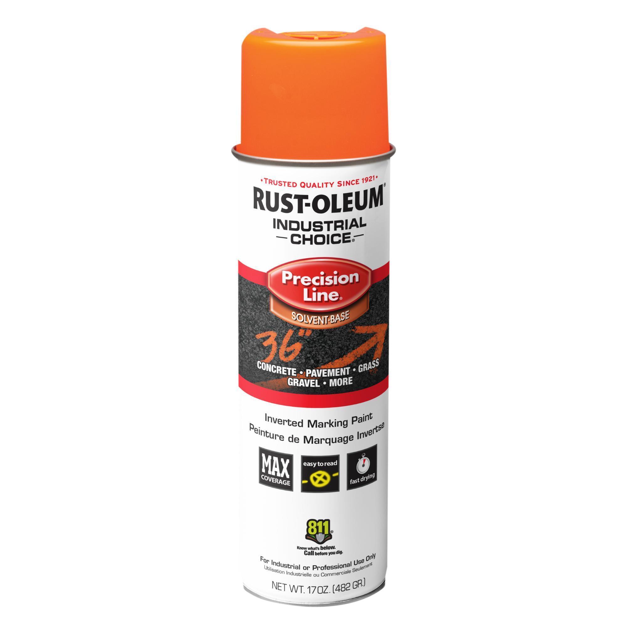 Rust-Oleum Industrial Choice M1600 Precision Line Inverted Marking Spray Paint — Fluorescent Orange, 17 Oz. Cans, 12 Pk, Model# 203027VDS
